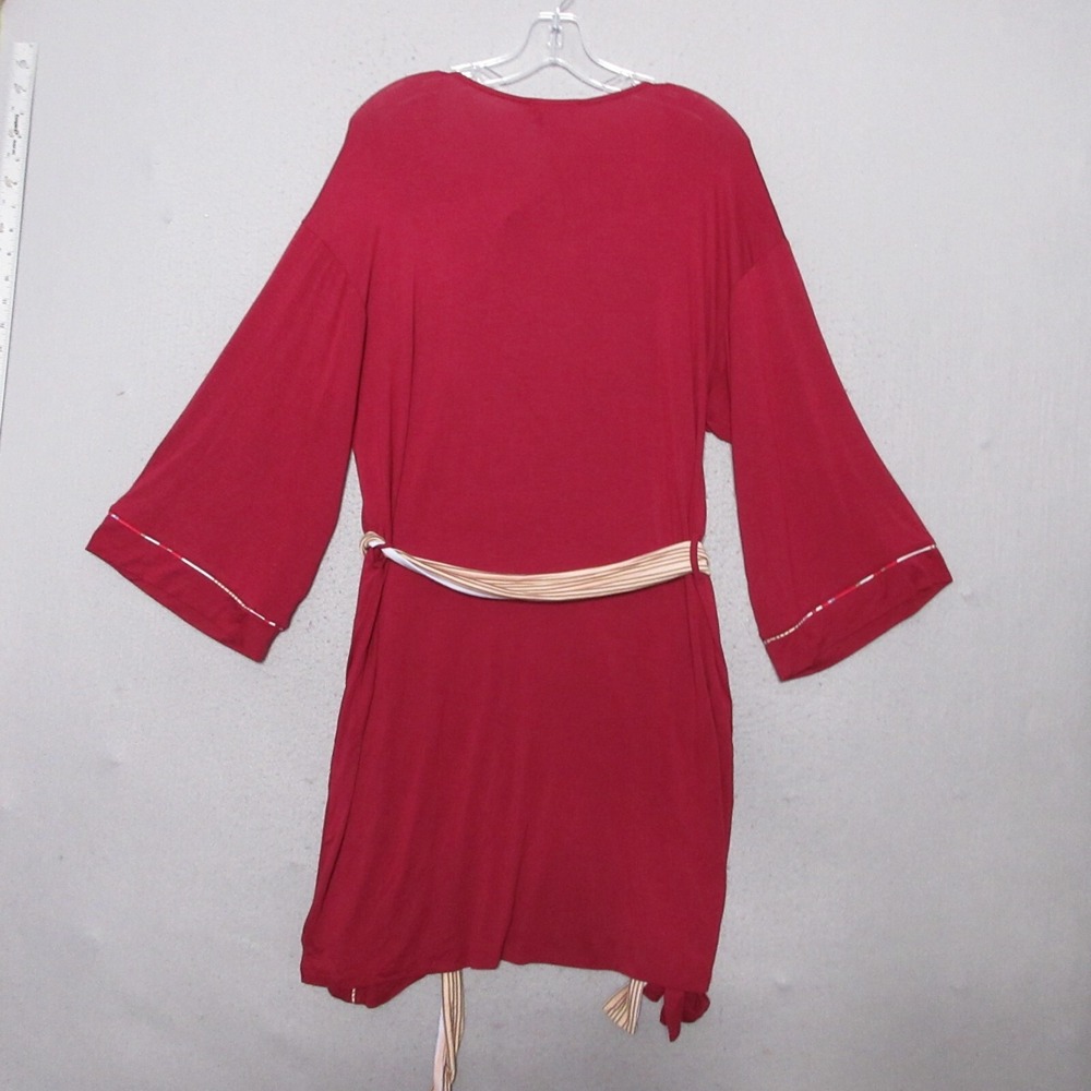 Hale Bob Robe Medium Red Bamboo Spandex Tie Waist Soft Cool Organic NWT - Picture 2 of 13